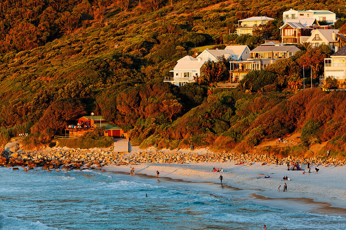 Beach and houses in Llandudno Bay, Capetown, Western Cape, RSA, South Africa, Africa