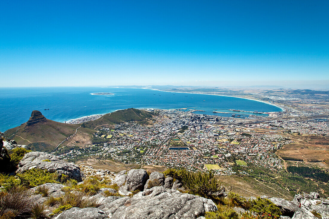 Blick vom Tafelberg auf Kapstadt, Western Cape, Südafrika, Afrika