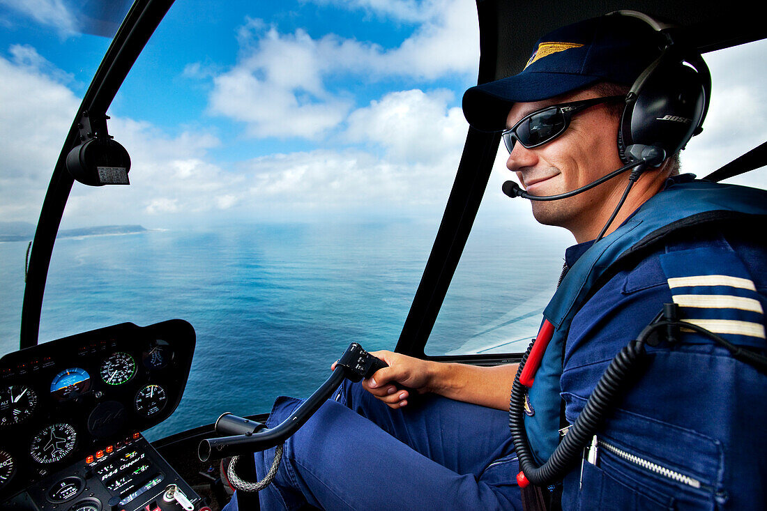 Helikopterpilot, Kap Halbinsel, Kapstadt, Western Cape, Südafrika, Afrika