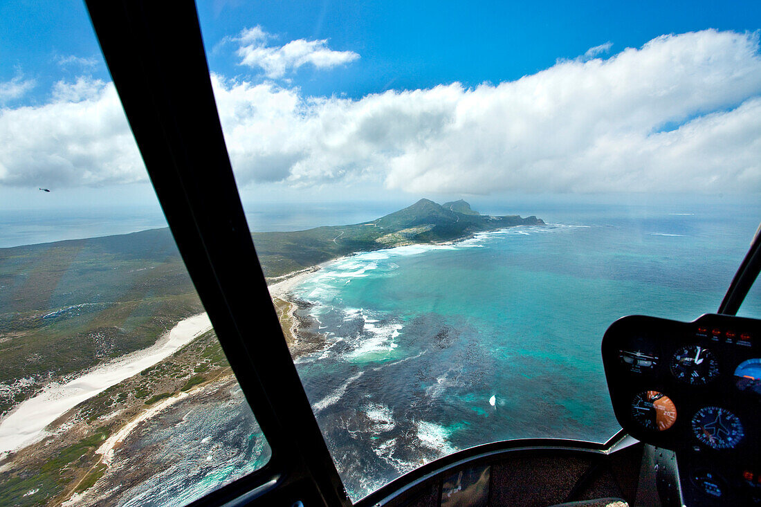 View from helicopter towards Cape of Good Hope, Cape Town, Cape Peninsula, Western Cape, South Africa, Africa
