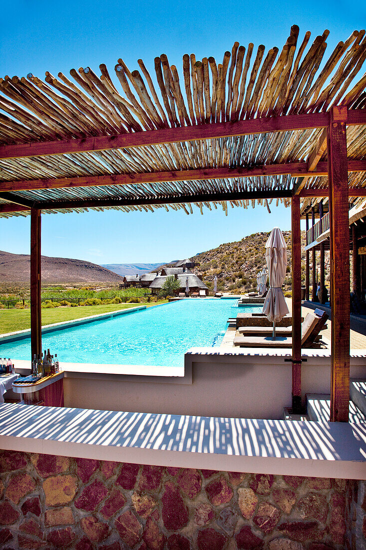 Swimming pool at Aquila Lodge, Cape Town, Western Cape, South Africa, Africa