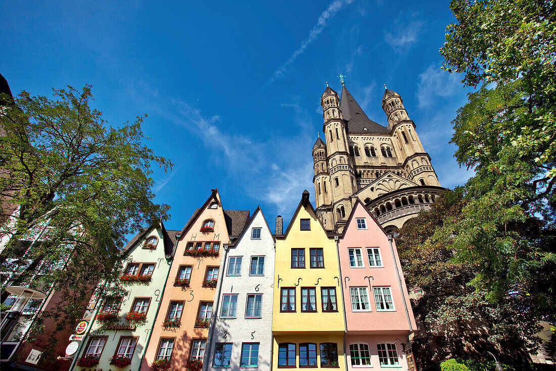 Fischmarkt and Great St. Martin Church, Old town, Cologne, North Rhine-Westphalia, Germany