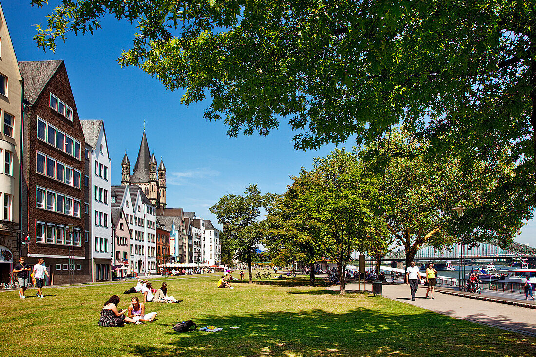 Rheinwiese, Altstadt, Köln, Nordrhein-Westfalen, Deutschland