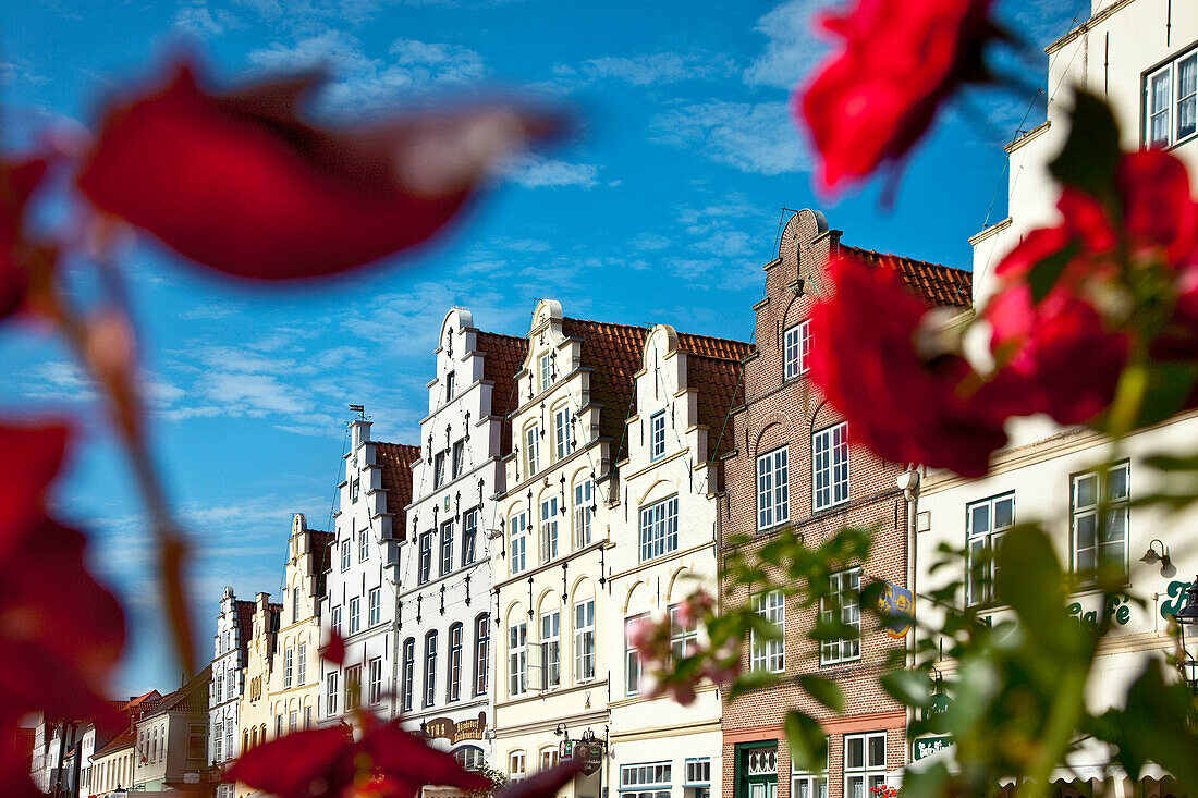 Häuser am Marktplatz, Friedrichstadt, Schleswig-Holstein, Deutschland