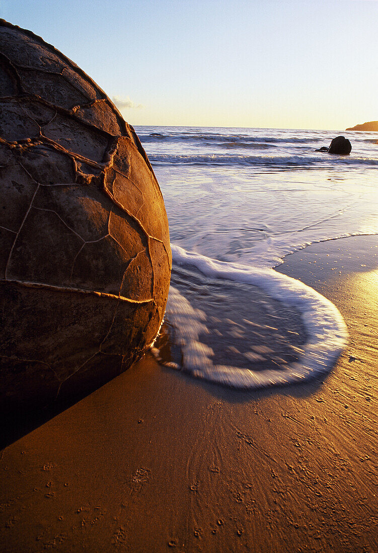 Sunrise on Moeraki boulder Otago New Zealand