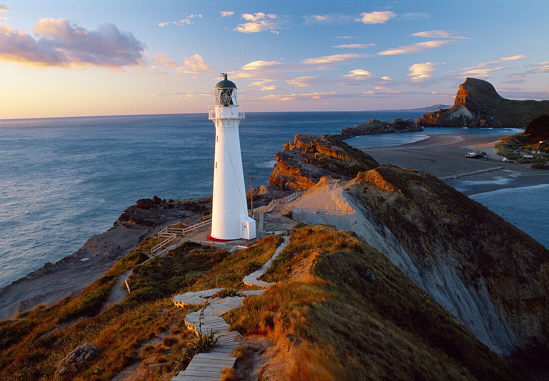 Castlepoint lighthouse and beach Wairarapa Coast North Island New Zealand