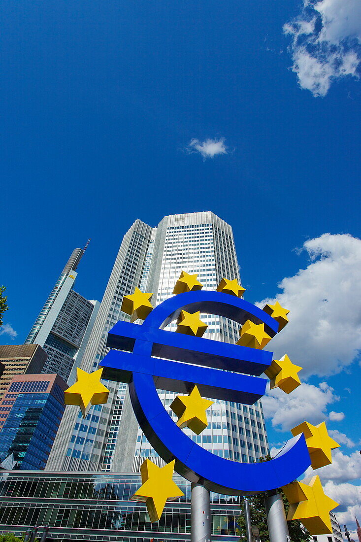 Eurosymbol, Europäischen Zentralbank, Frankfurt am Main, Hessen, Deutschland