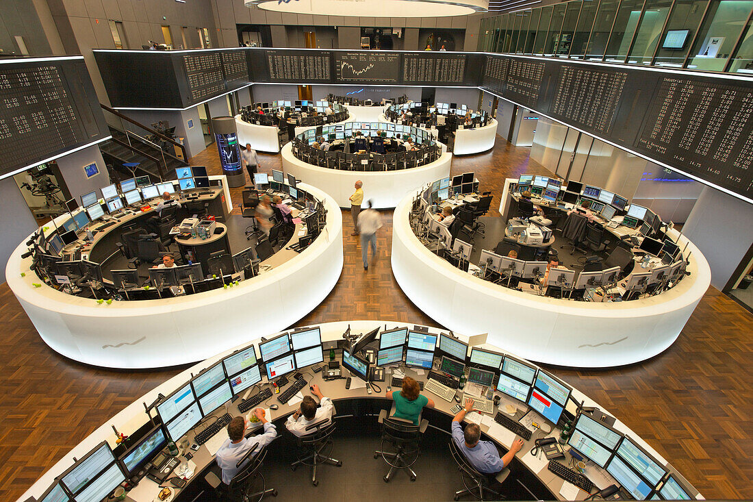 Frankfurt Stock Exchange floor, Frankfurt am Main, Hesse, Germany