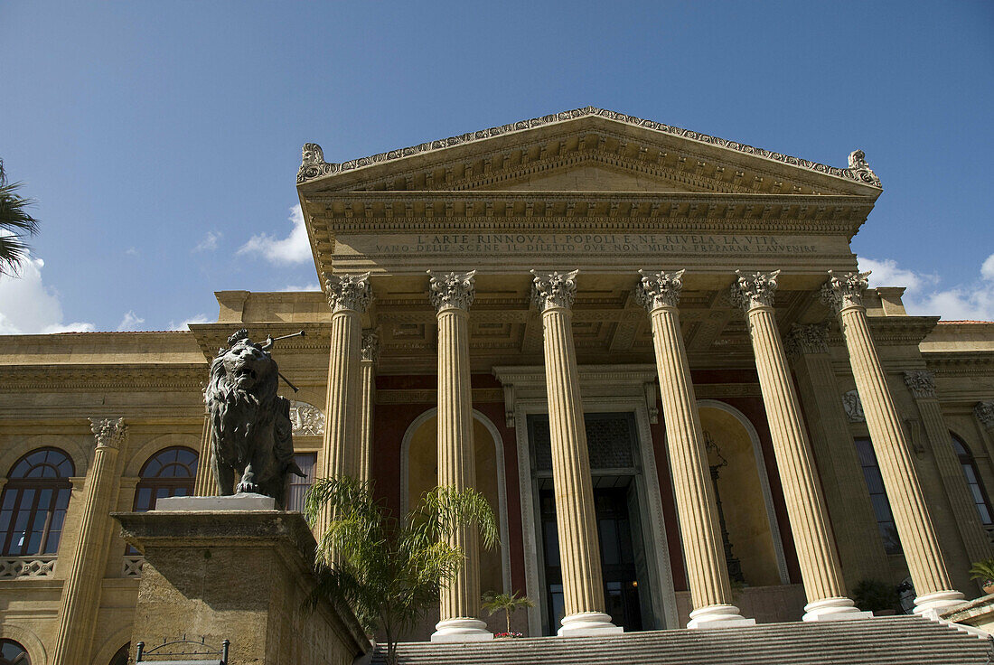 Teatro Massimo on Piazza Giuseppe Verde Palermo Sicily Italy,  Front view