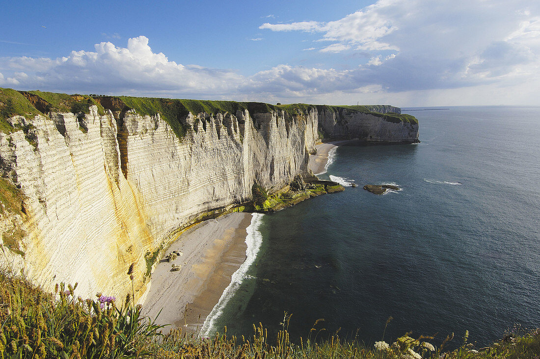 Sea cliffs,  Etretat. Seine-Maritime,  Haute-Normandie,  France