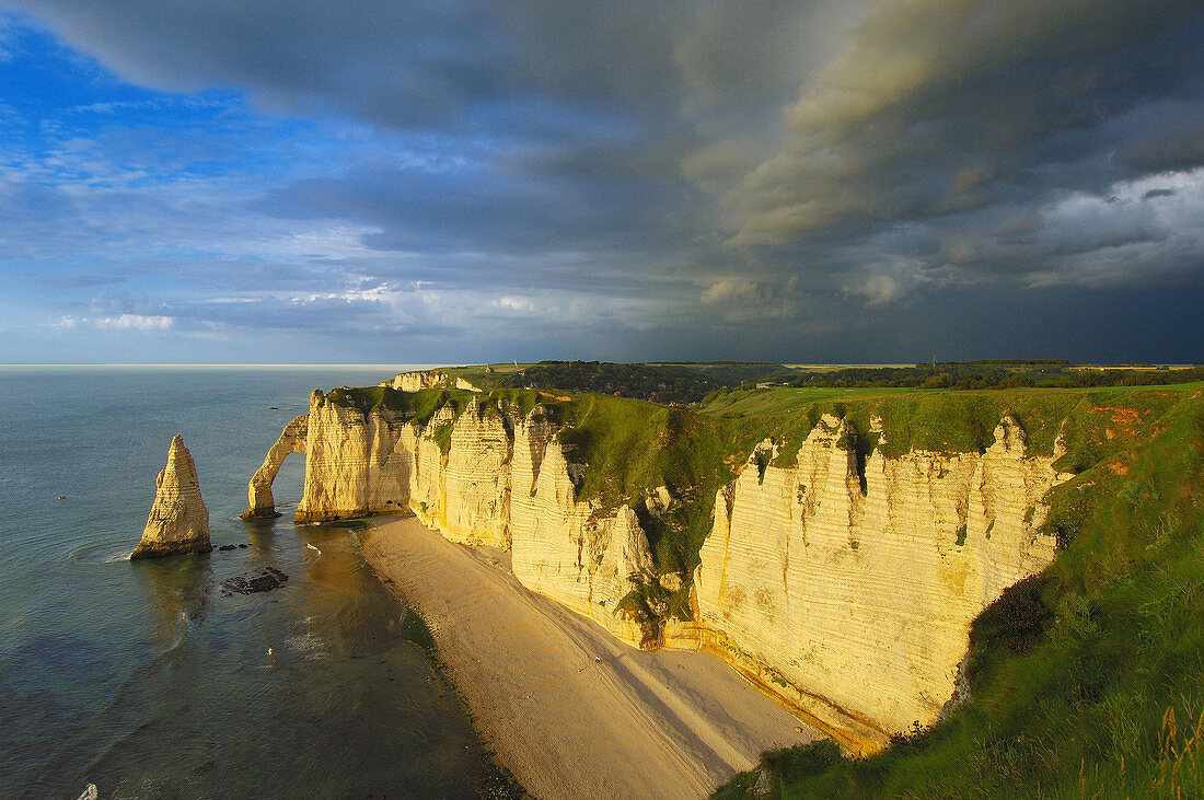 Porte d´Aval at sunset,  Etretat. Seine-Maritime,  Haute-Normandie,  France