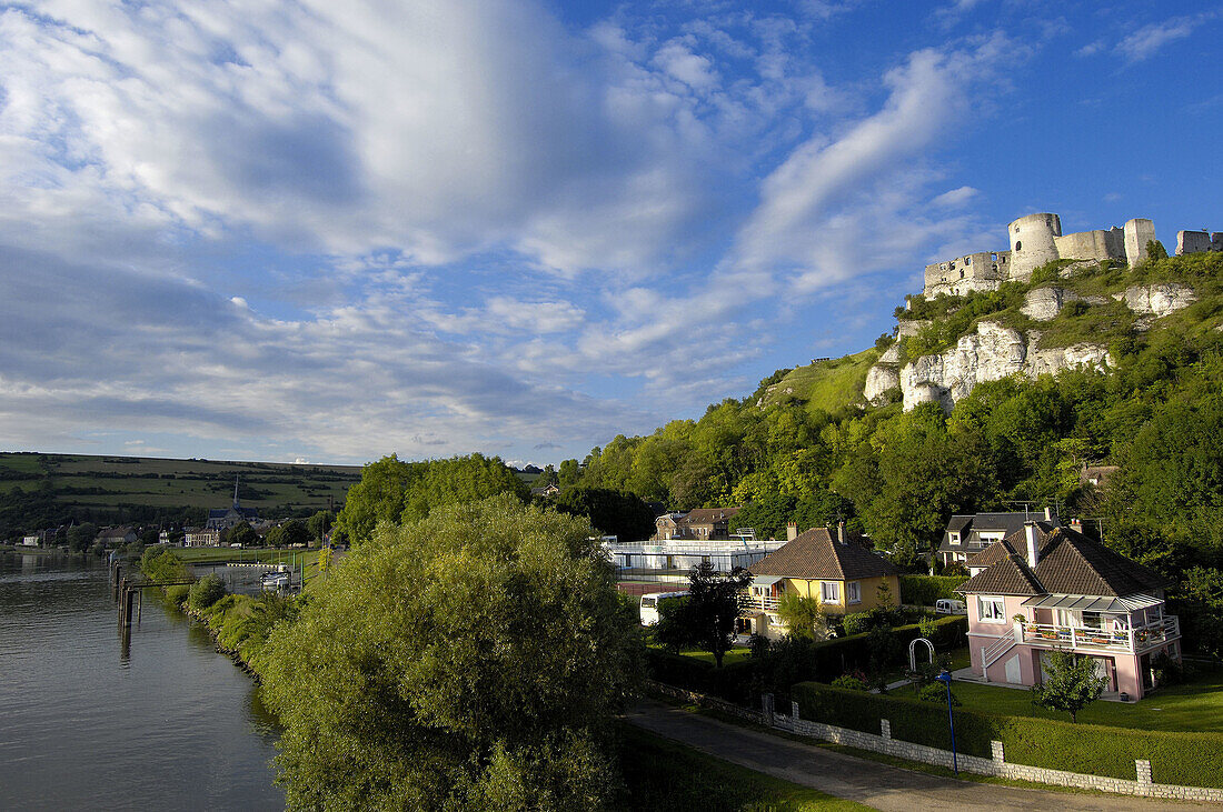 Seine river and Galliard Castle Château-Gaillard,  Les Andelys Seine valley,  Normandy,  France