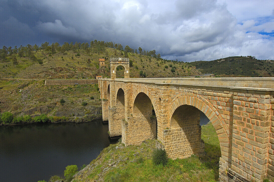 Roman bridge over the Tagus River,  Alcantara Caceres province,  Extremadura,  Spain