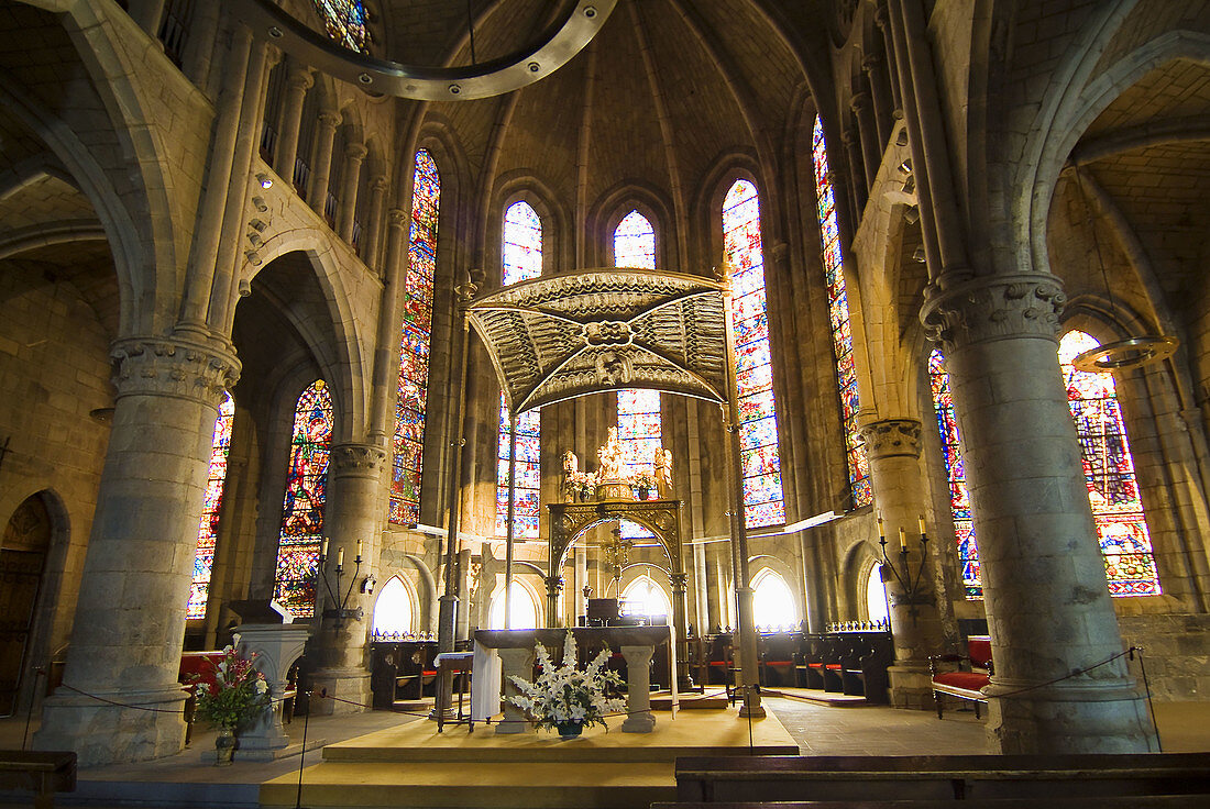 Interior of the Royal Collegiate Church of Roncesvalles,  Navarra,  Spain