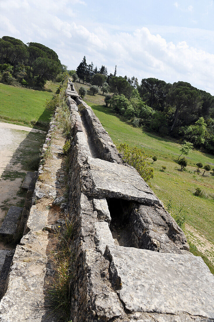 View of top of Pegoes Aqueduct,  Tomar,  Portugal