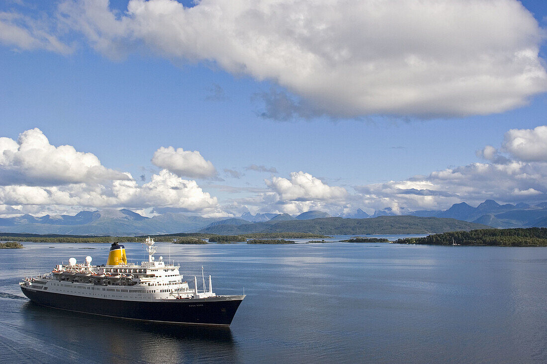 Ferry leaving the harbour in Molde,  Norway