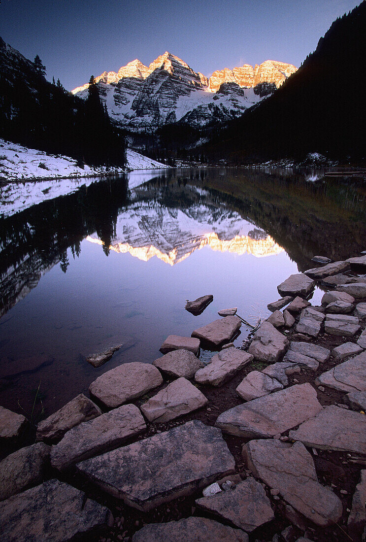 Dawn at the Maroon Bells, Snowmass Wilderness