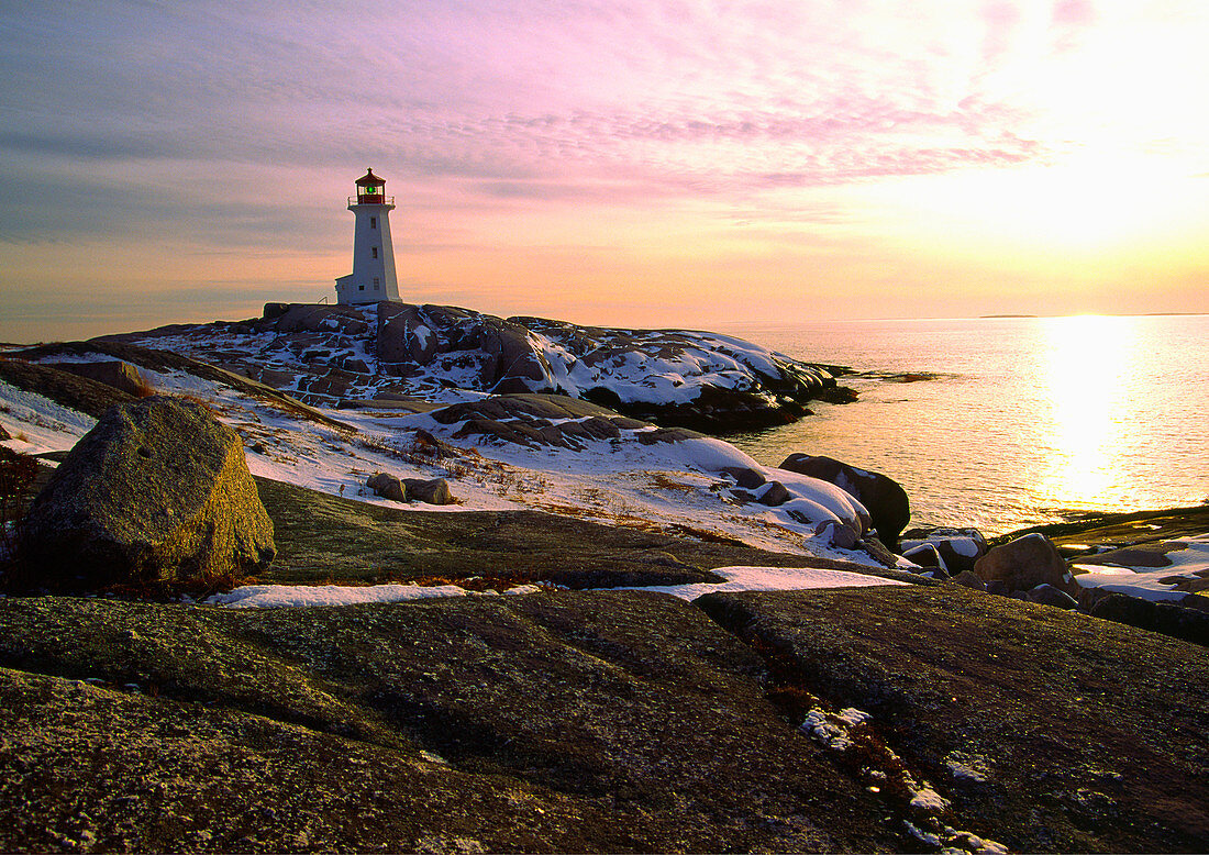 peggy´s cove lighthouse nova scotia in winter