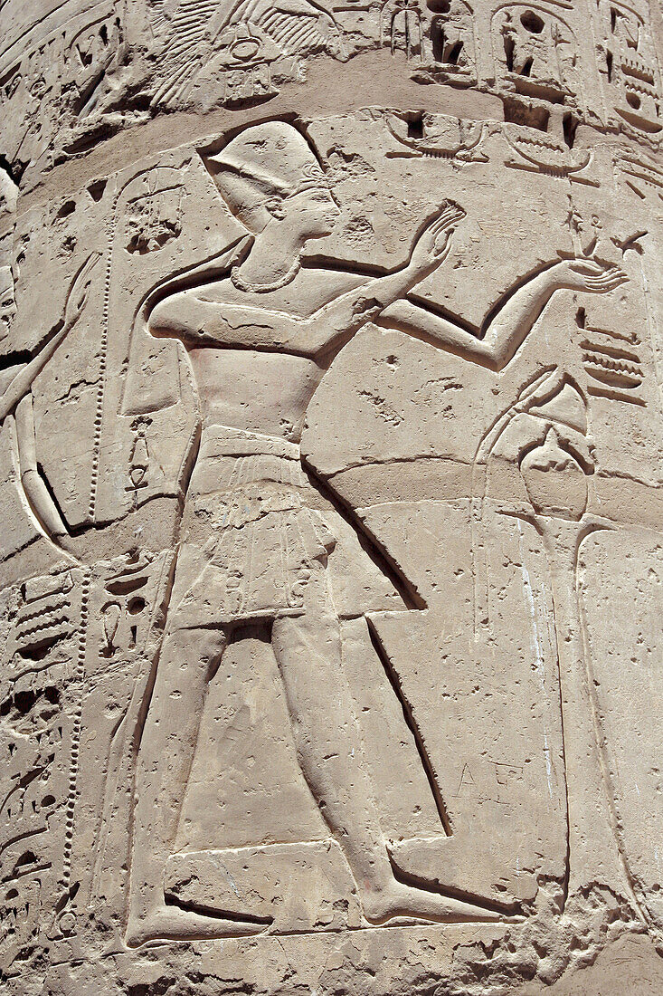 Column in Medinet Habu temple,  Luxor,  Egypt