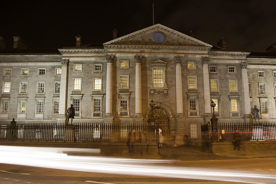 Regent House of Trinity College in Parliament Square at night. Dublin,  Ireland