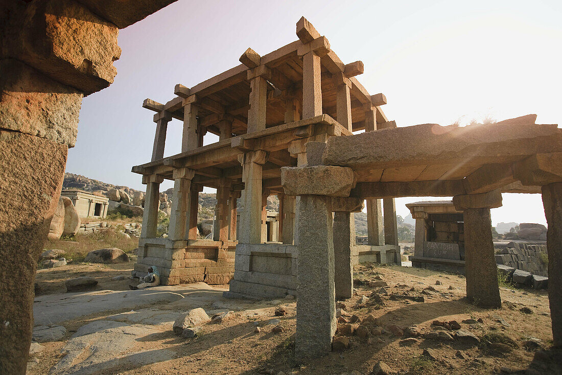 Ruin of Hindu Temple,  Hampi,  Karnataka,  India