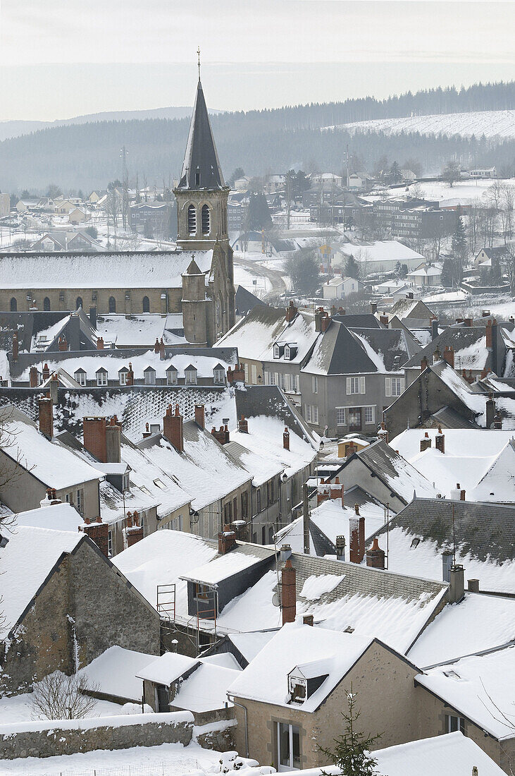 Chateau-Chinon in winter,  Parc Naturel Regional du Morvan,  Nievre,  France