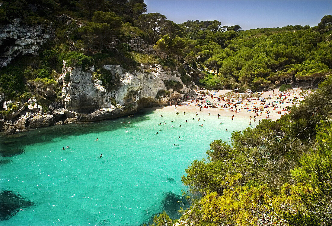 Macarelleta hold in summer Menorca,  Balearic islands,  Mediterranean Sea,  Spain,  Europe