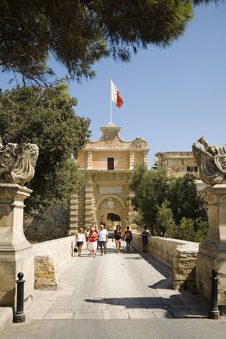 Mdina Gate,  also known as Main Gate and Vilhena Gate,  at the entrance to the medieval city of Mdina,  Malta
