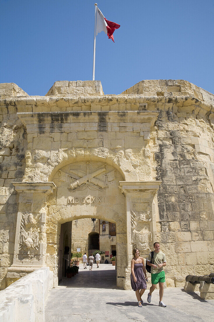 Tourists visiting the Malta at War Museum,  Vittoriosa,  Valletta,  Malta