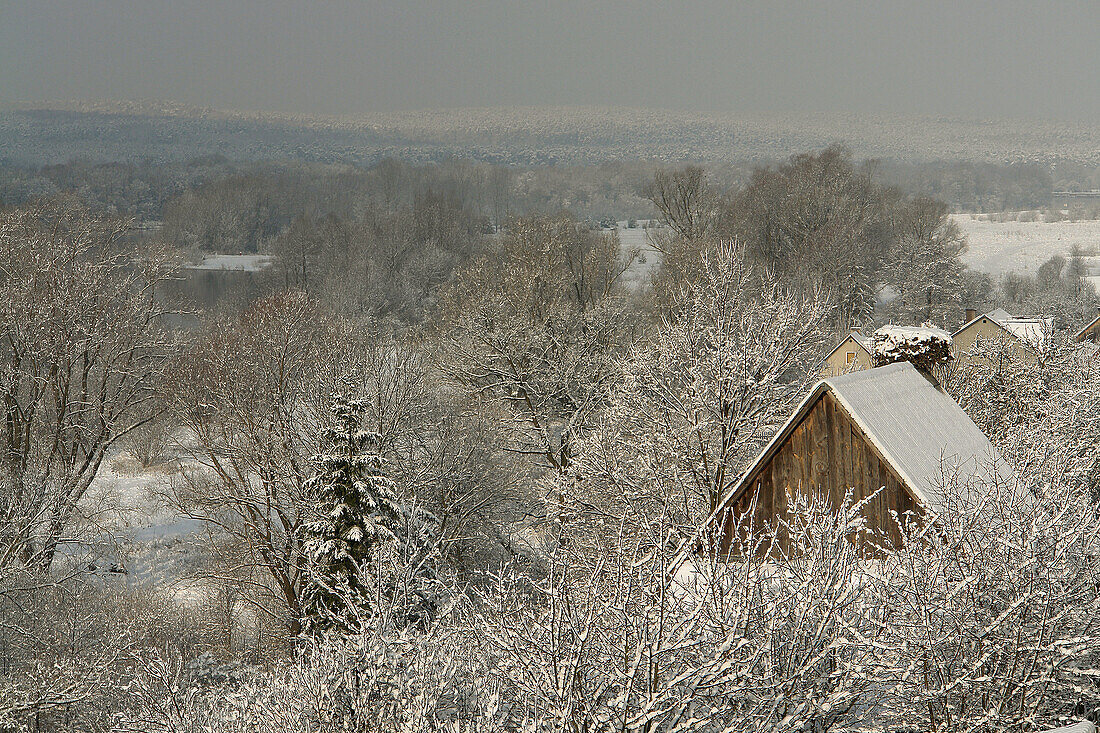 A view Podlasie. Mielnik villiage. Nadbuzanski Scenic Park. Nadbuzanski Park Krajobrazowy. Winter