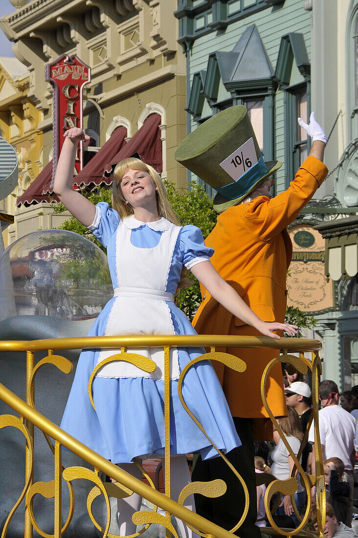 Alice in Wonderland in Parade at Walt Disney Magic Kingdom Theme Park Orlando Florida Central