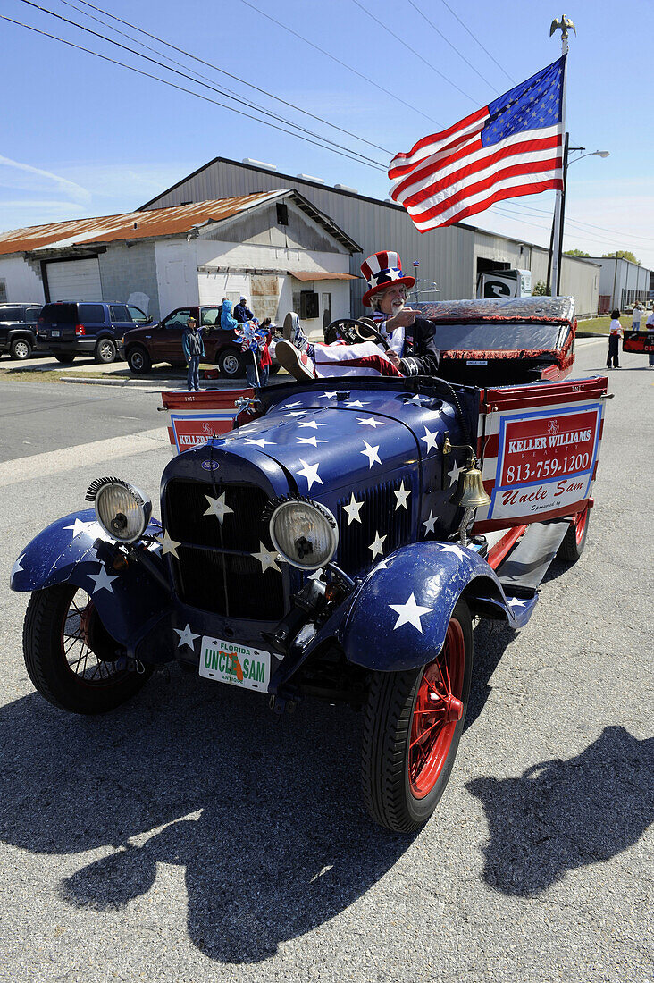 Patriotic Float in Strawberry Festival Parade Plant City Florida