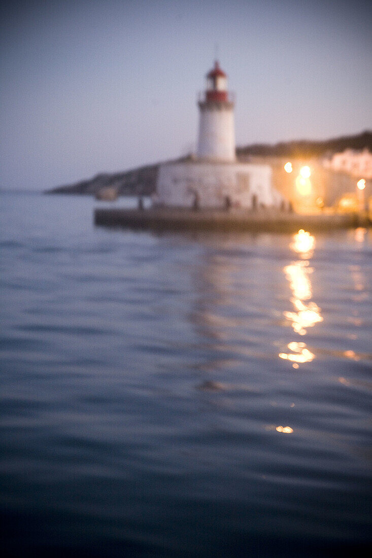 Balearic, Blur, Dusk, Ibiza, Island, Islands, Light, Lighthouse, Lights, Marine, Mediterranean Sea, Mirror, Night, Port, Sea, L60-817473, agefotostock 