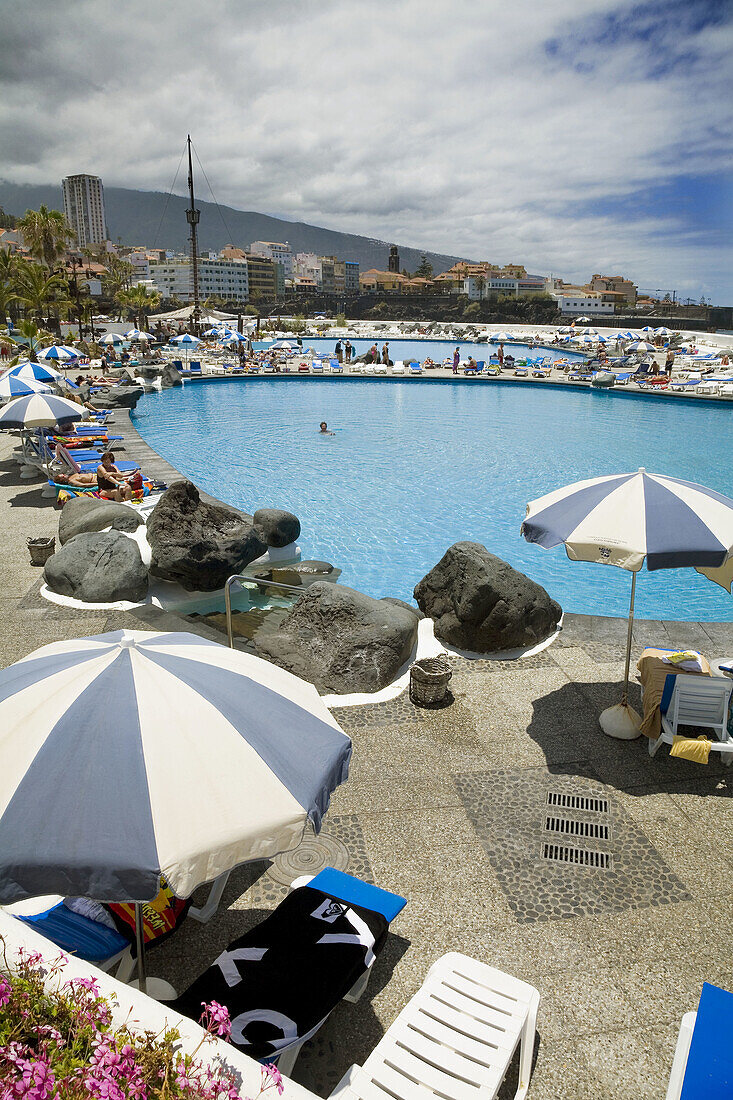 Lago Martianez resort designed by Cesar Manrique,  Puerto de la Cruz. Tenerife,  Canary Islands,  Spain