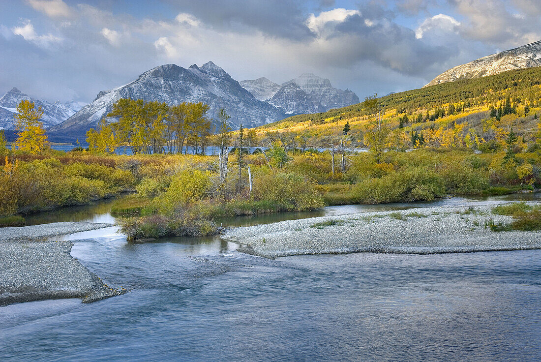 Autumn along the Saint Mary River,  Glacier National park Montana USA
