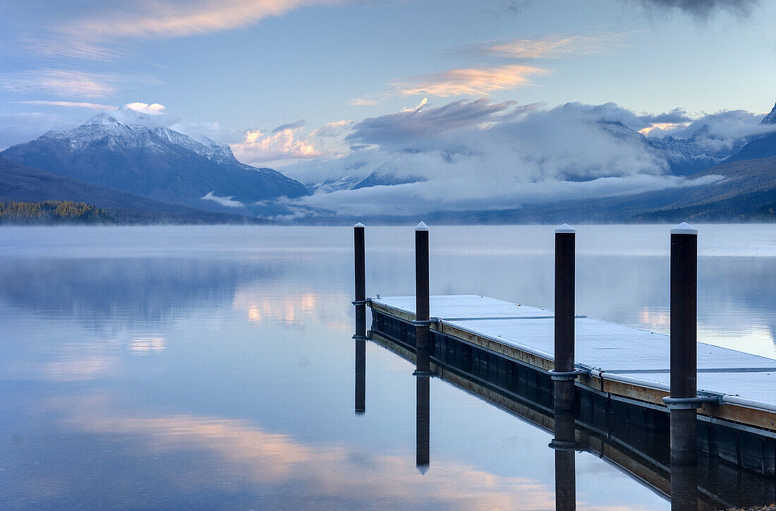 Boat dock on Lake McDonald,  Glacier National Park Montana USA