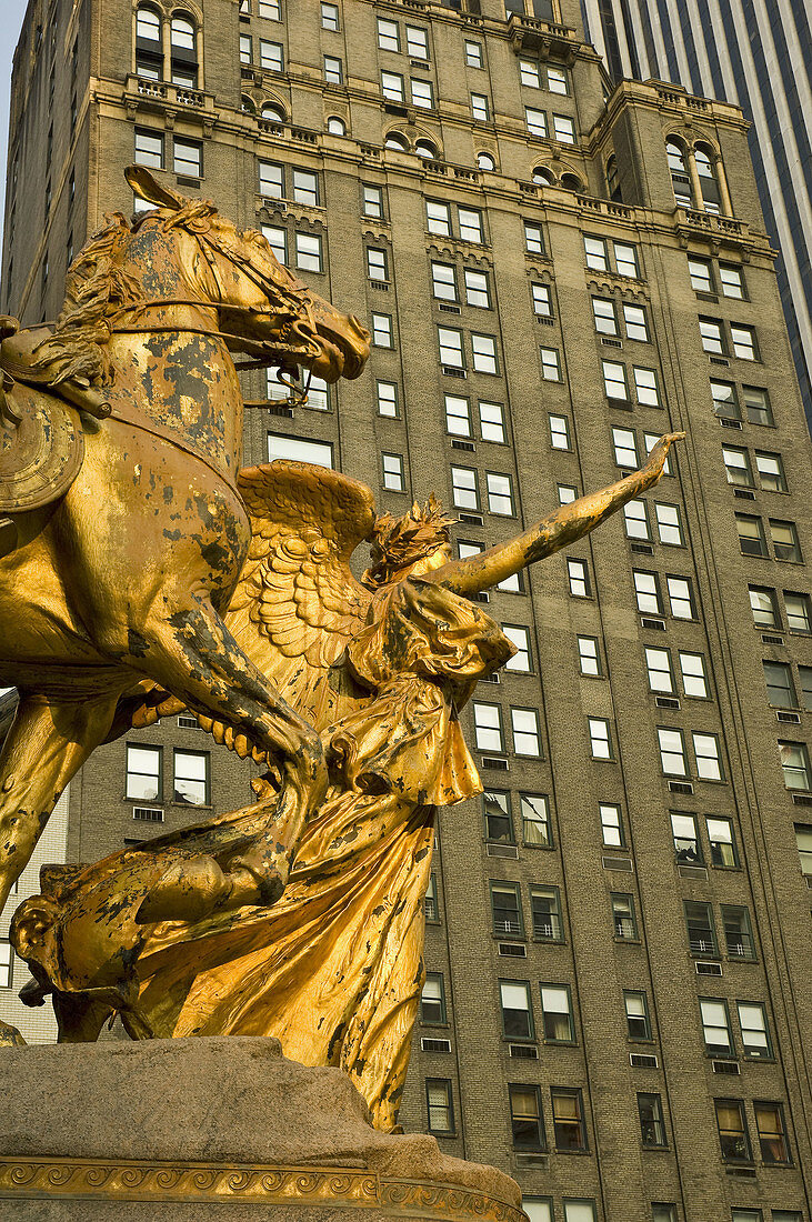 General William Tecumseh Sherman statue detail at Grand Army Plaza park,  Upper East side,  Manhattan,  New York,  USA,  2008