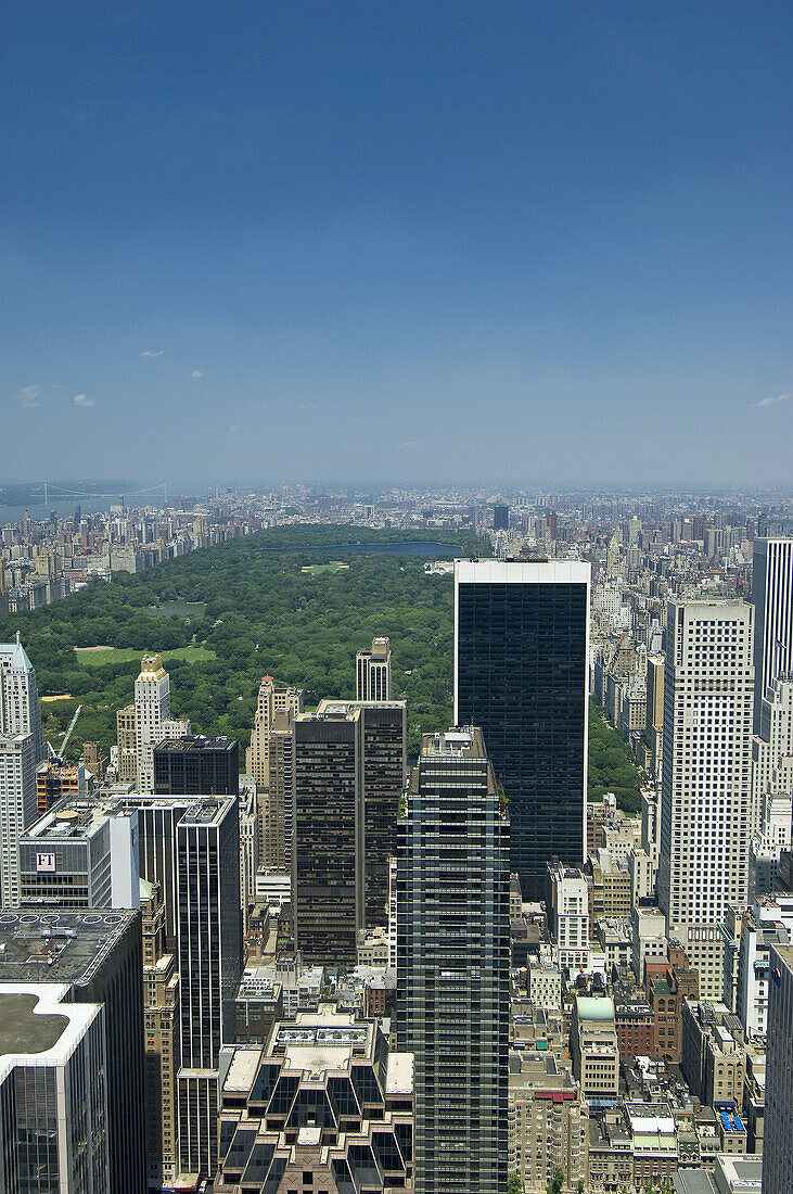 Central Park from Top of the Rock observation deck at Rockefeller Building,  Midtown Manhattan,  New York,  USA,  2008