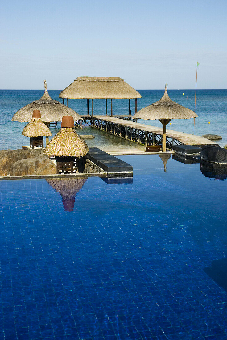 Swimming pool of the Oberoi hotel in Balaclava area,  Mauritius