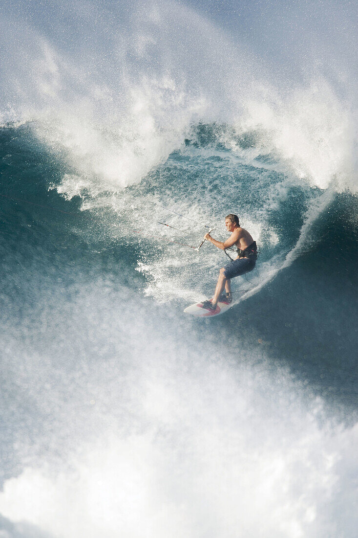 Man kiteboarding in Maui,  Hawaii