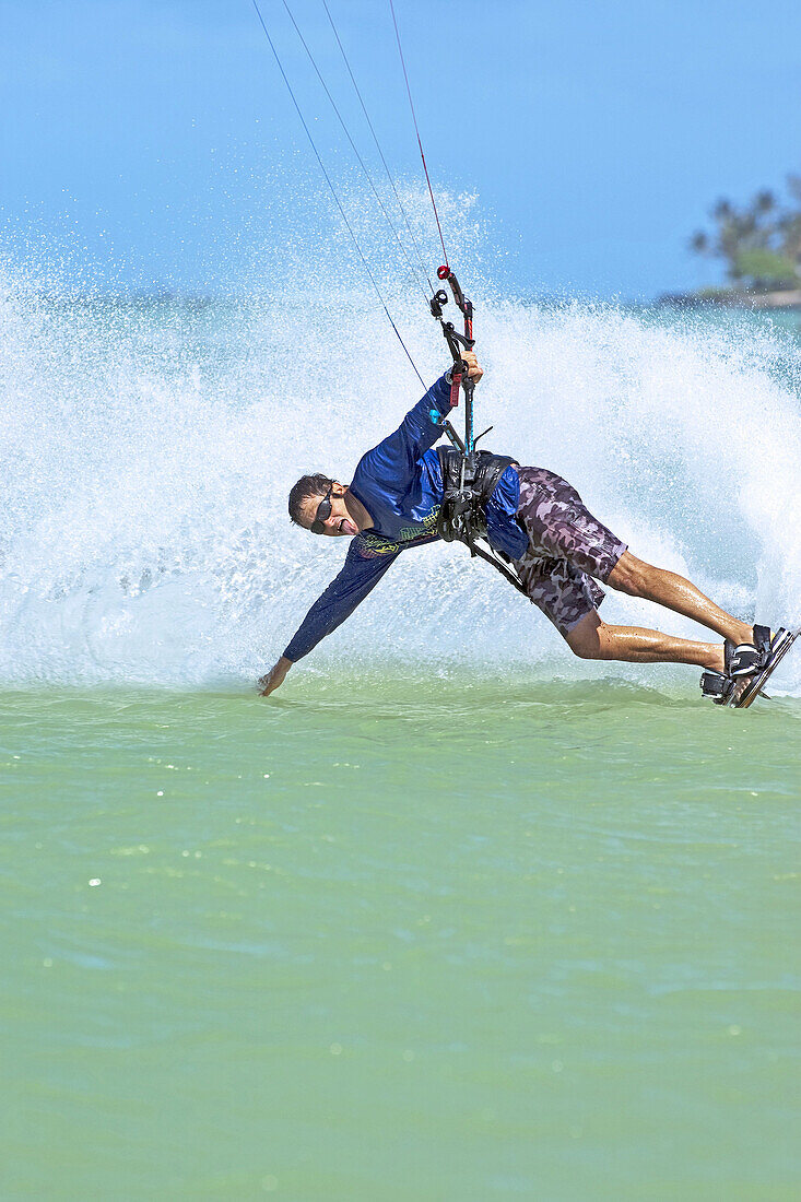 Man kiteboarding in Maui,  Hawaii