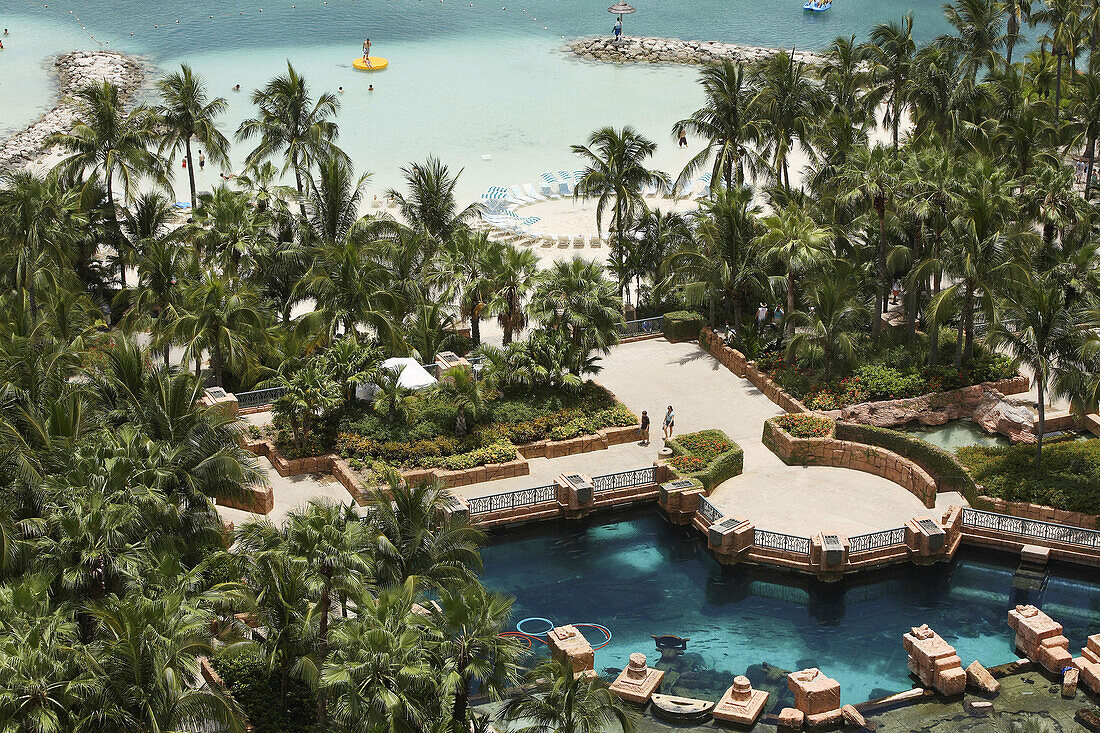 Bahamas,  New Providence Island,  Nassau: Atlantis Resort,  Paradise Island Swimming pool and beach
