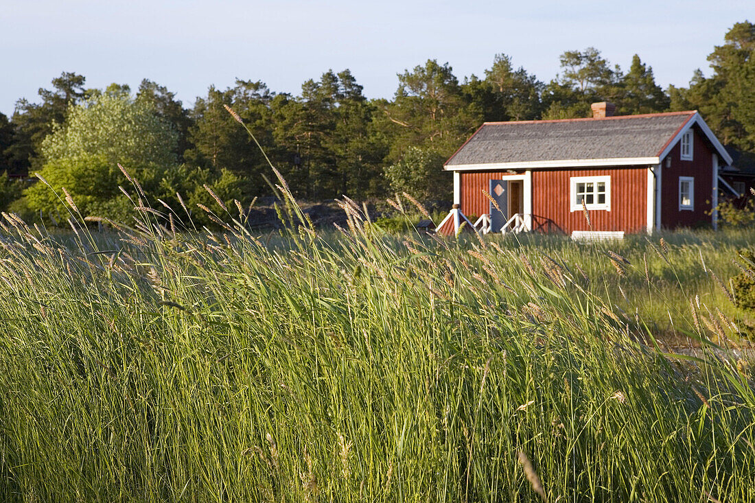 Finland,  Aland Island Silverskär,  private island Wood house at summer