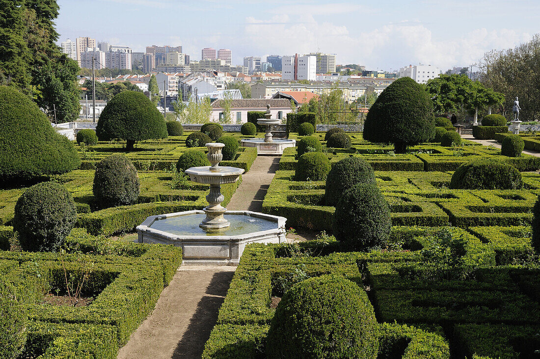 Portugal,  Lisbon  Palacio dos Marqueses da Fronteira,  gardens and view on the city