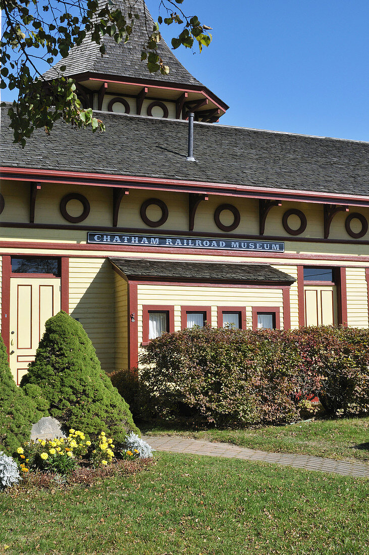 Exterior of the Chatham Railroad Museum on Cape Cod