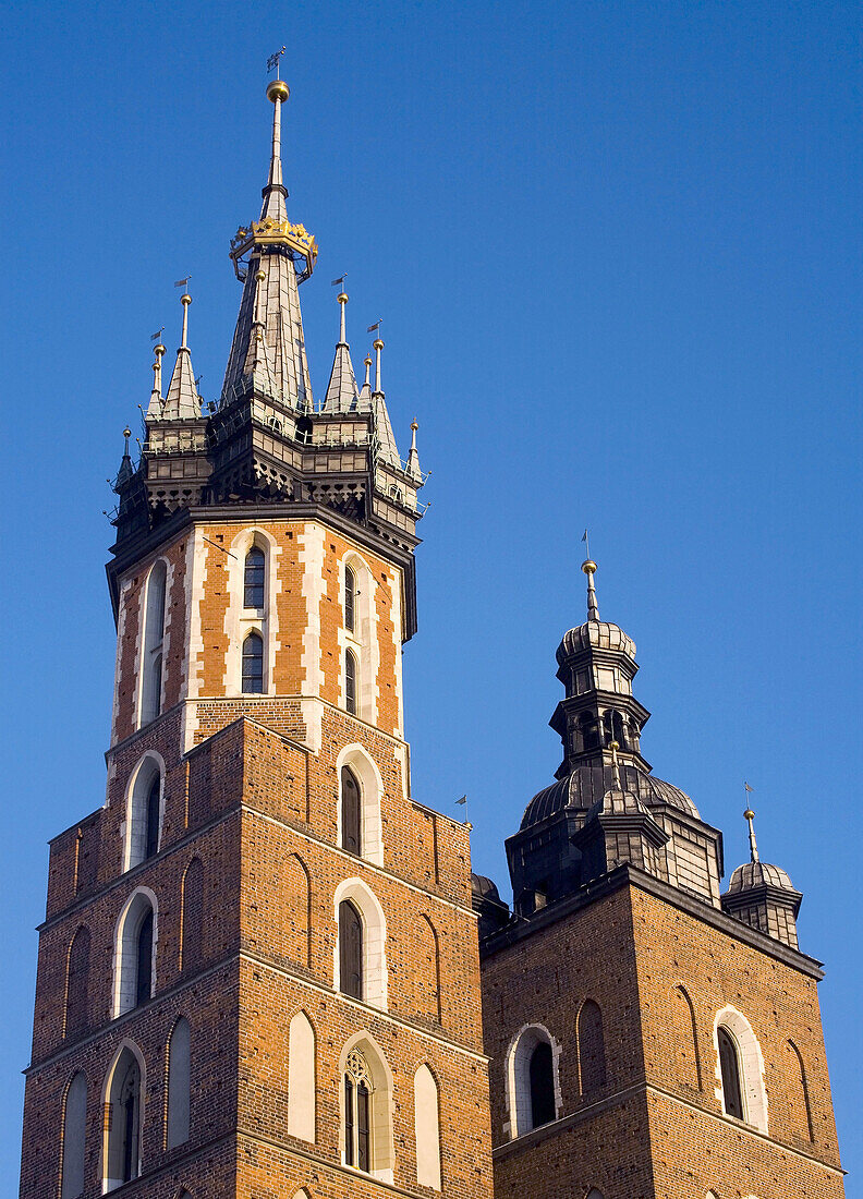 Poland Krakow Church of St Mary Towers