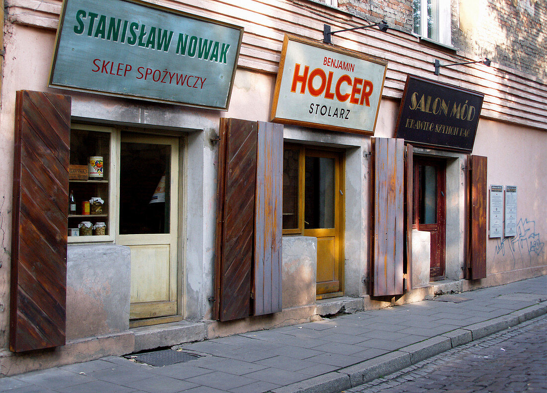 Poland,  Krakow,  cafes in former jewish shops at Kazimierz district