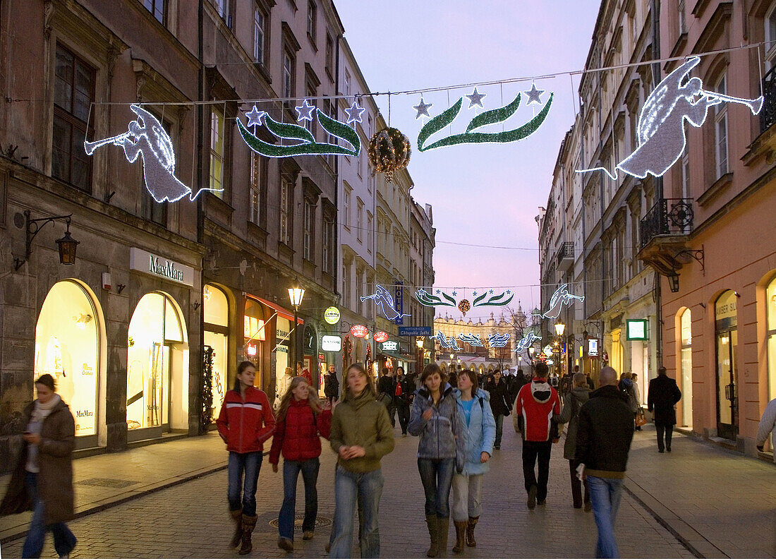 Poland,  Krakow at Christmas,  Grodzka street