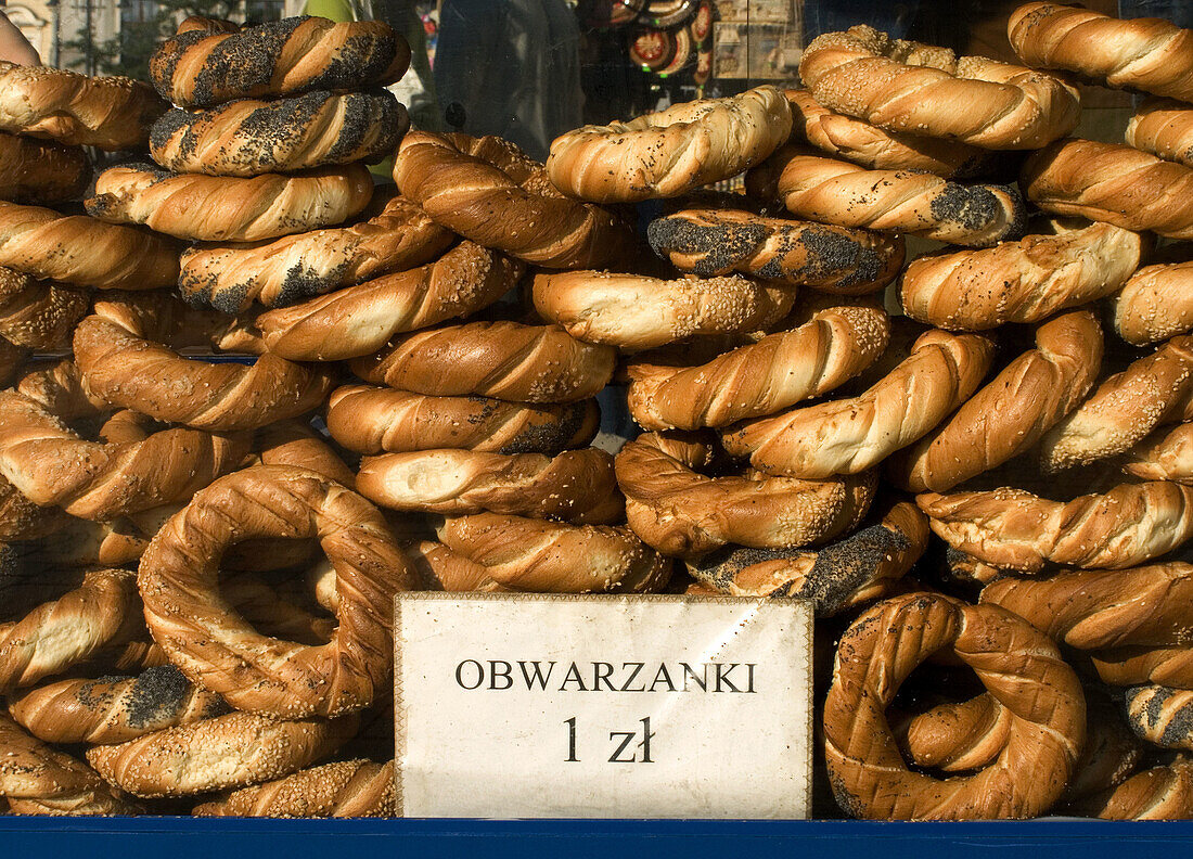 Poland,  Krakow,  pretzels  obwarzanki  traditional Krakowian bread