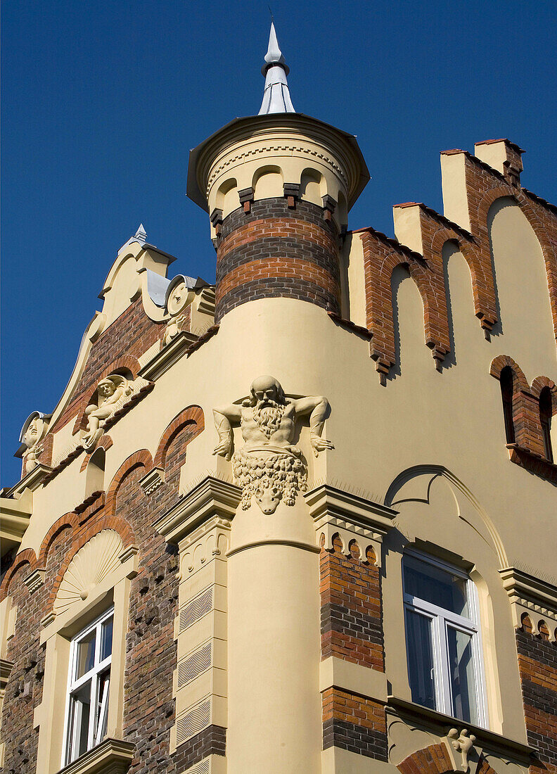 Poland Krakow Detail of building at Kleparz Square and Filipa Street